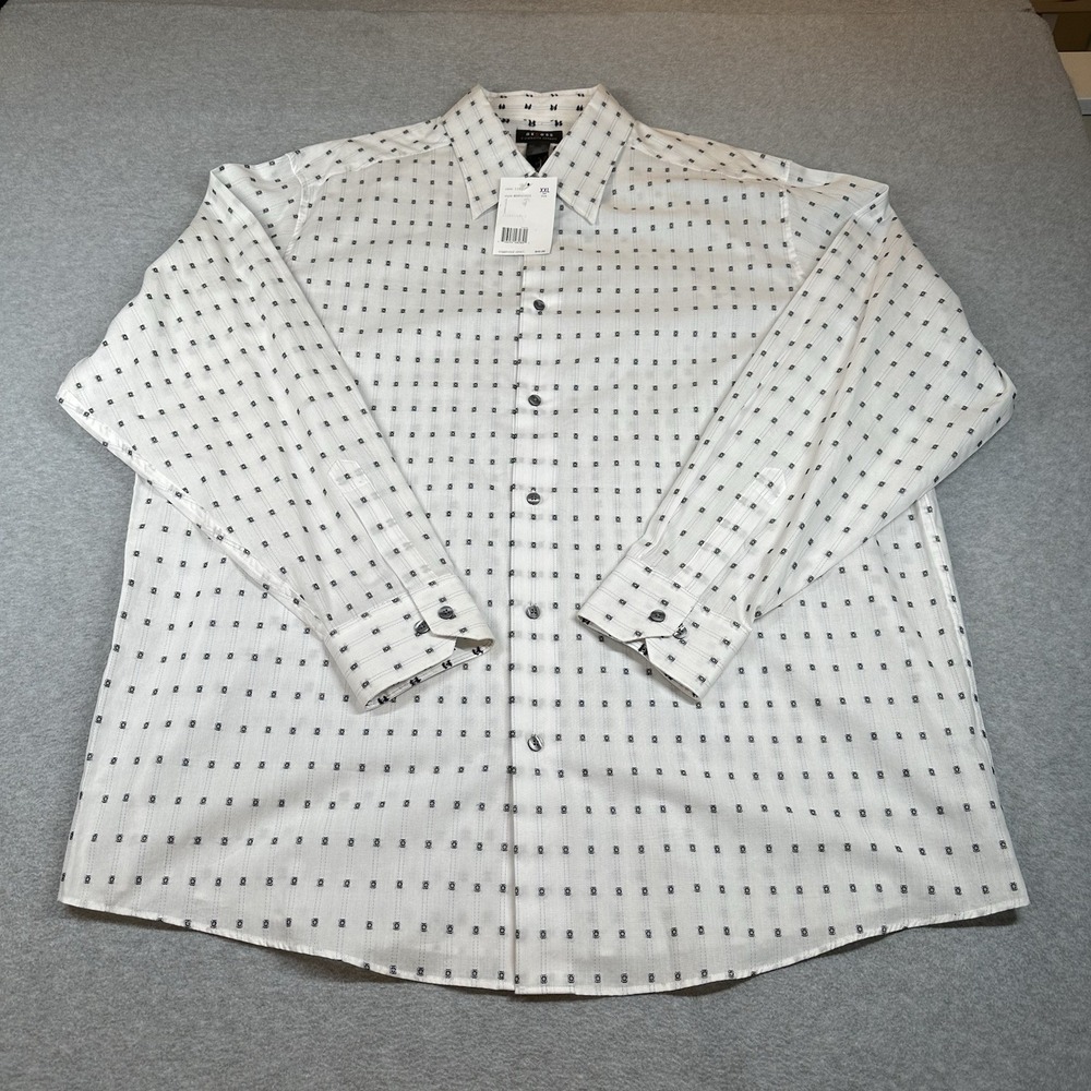 Axcess‎ A Claiborne Co Shirt Mens 2XL White Embroidered Geometric Dot Pattern
